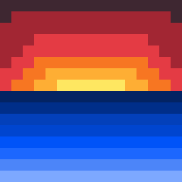 Monkey Sunset (2021). 32x32 Pixel Grid.